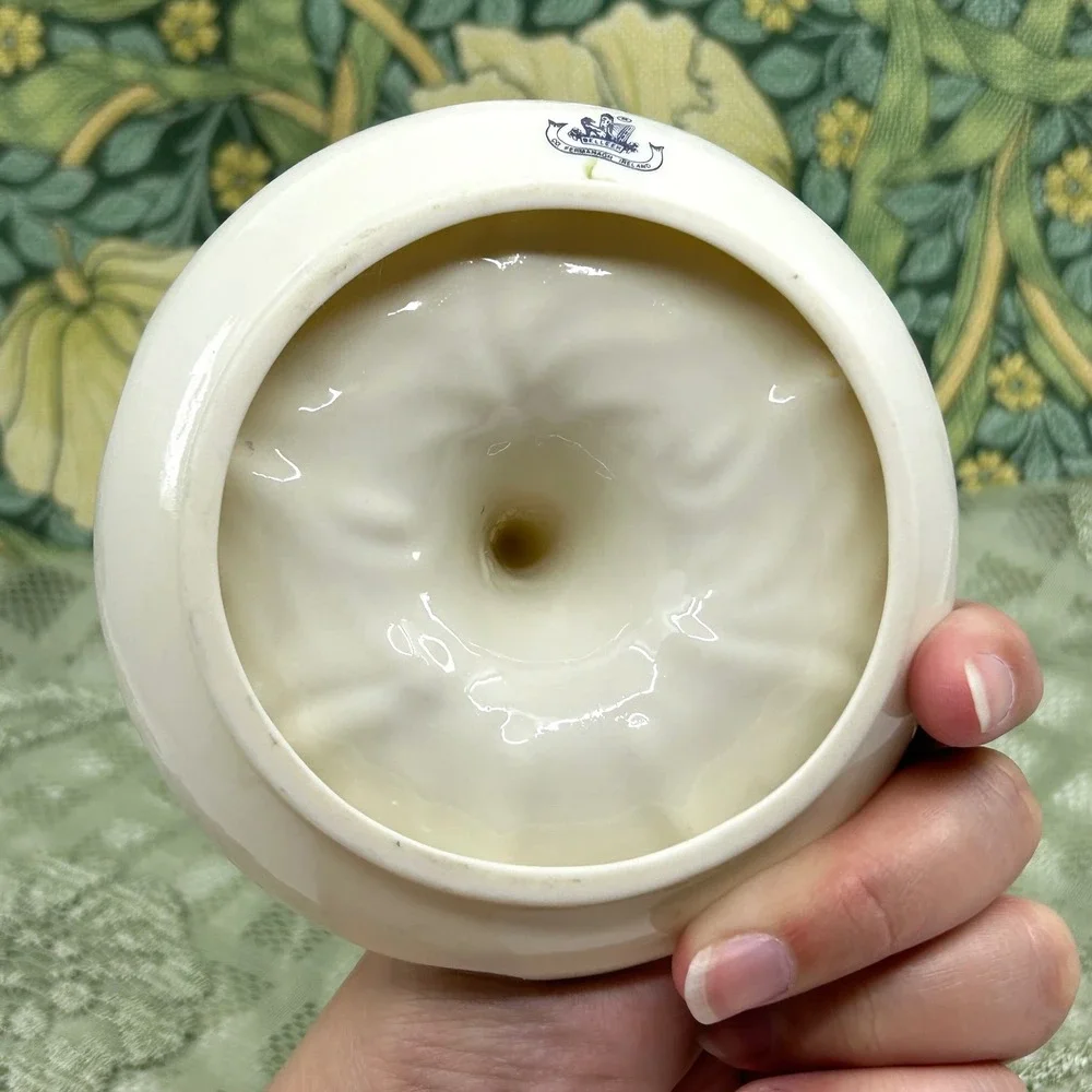 Belleek Ireland Porcelain Clover Ring Dish Green Creme Fine Porcelain Gift